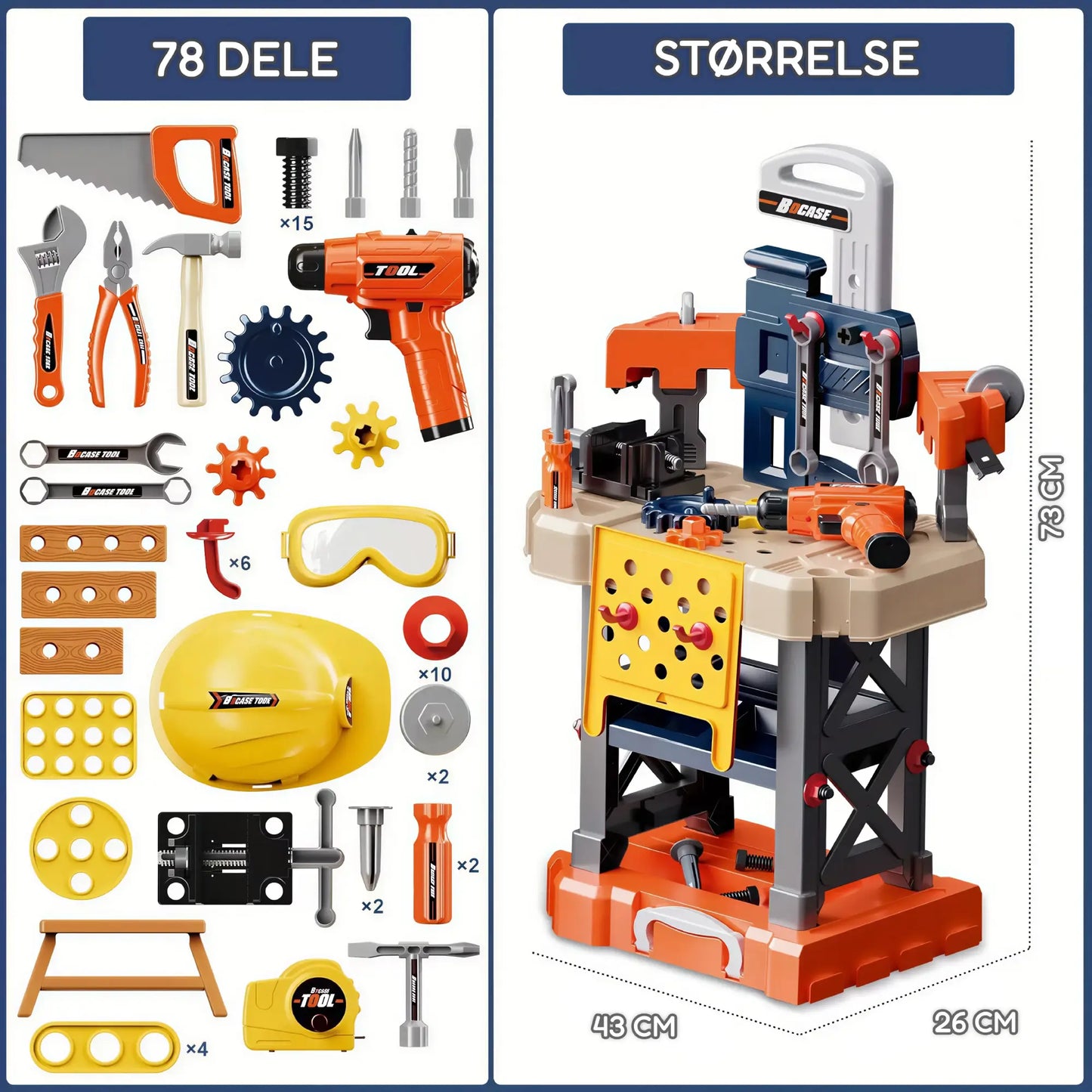 SuperBuilder Værktøjsbænk – 78 dele