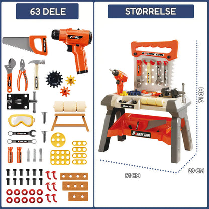 SuperBuilder Værktøjsbænk – 63 dele