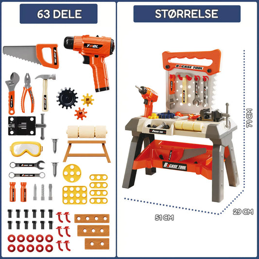 SuperBuilder Værktøjsbænk – 63 dele