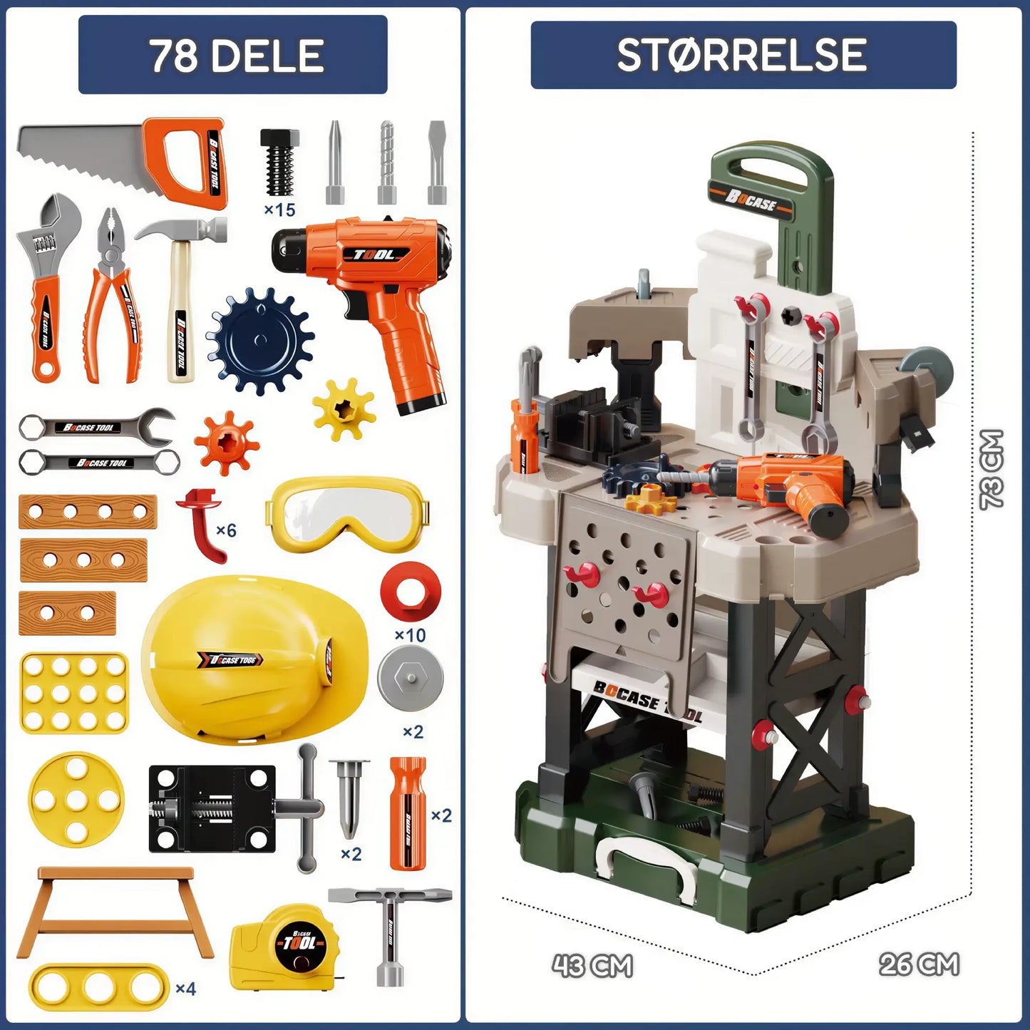 SuperBuilder Værktøjsbænk – 78 dele