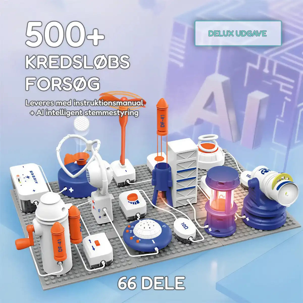 SuperGenial Delux kredsløbssæt med 500+ eksperimenter til børn der vil arbejde med avancerede kredsløb